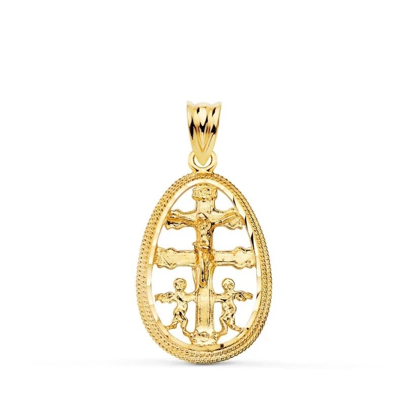 Cruz Caravaca Colgante Amuleto Oro 18k unisex 23 mm. cerco detalles c