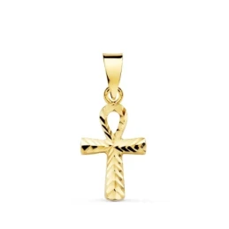 Cruz de la Vida Colgante Amuleto Oro 18k unisex 16 mm. detalles talla