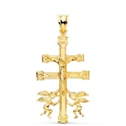 Cruz Caravaca Colgante Amuleto Oro 18k unisex 36 mm. detalles borde