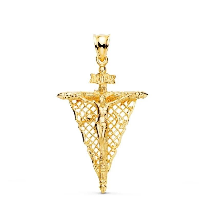 Cristo del Remedio de Ánima Cruz Colgante Oro 18k unisex 35 mm. detal