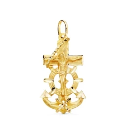 Cruz Marinera Cristo Colgante Oro 18k unisex 35 mm. detalles tallados