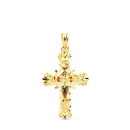 Cruz Colgante Oro 18k unisex 30 mm. calada formas detalles tallados p
