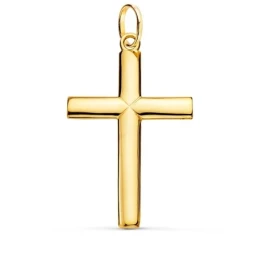 Cruz Colgante Oro 18k unisex 38 mm. lisa maciza medio palo