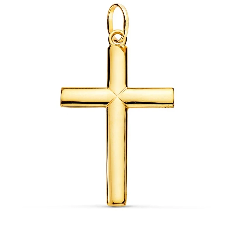 Cruz Colgante Oro 18k unisex 38 mm. lisa maciza medio palo
