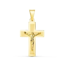Cruz Cristo Colgante Oro 18k unisex 25 mm. lisa