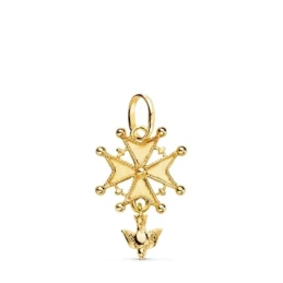 Cruz Huguenotte Colgante Oro 18k unisex 23 mm. paloma