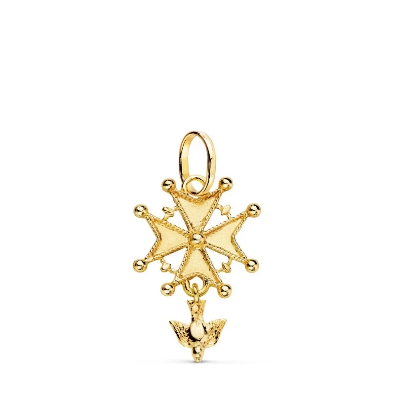 Cruz Huguenotte Colgante Oro 18k unisex 23 mm. paloma