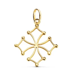 Cruz Occitania Colgante Oro 18k unisex 28 mm. calado brillo