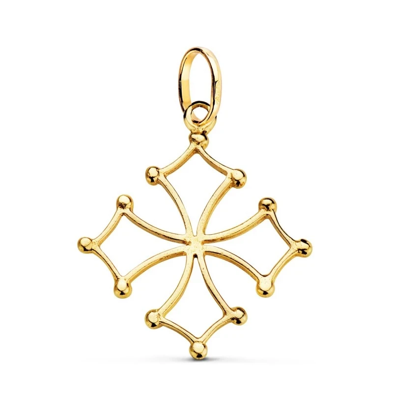 Cruz Occitania Colgante Oro 18k unisex 28 mm. calado brillo