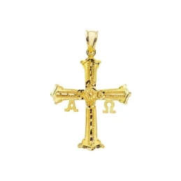 Cruz Covadonga Colgante Oro 18k unisex 39 mm. Alpha Omega detalles ta