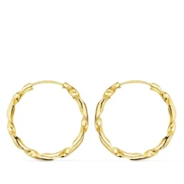 Aros Pendientes Oro 18k mujer 20 mm. retorcidos 2 mm.