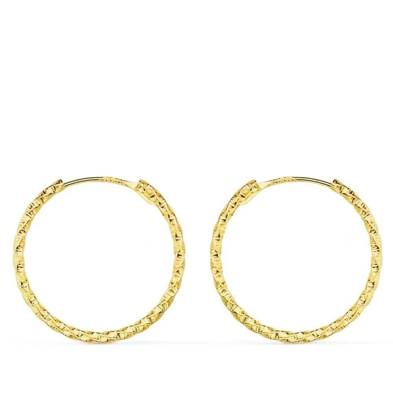 Aros Pendientes Oro 18k mujer 18 mm. huecos retorcidos tallados 1.30