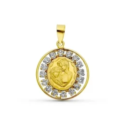 Enamorados Colgante Oro 18k unisex 19 mm. redondo circonitas calado d