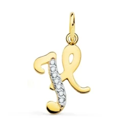 Inicial Letra H Colgante Oro 18k mujer 15 mm. circonitas combinada li