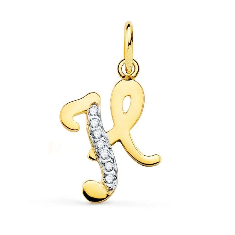 Inicial Letra H Colgante Oro 18k mujer 15 mm. circonitas combinada li