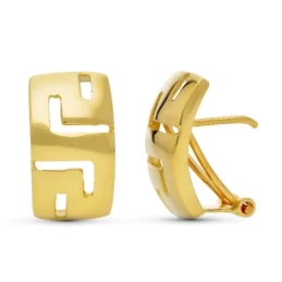 Pendientes Oro 18k mujer 16 mm. rectangulares detalle greca calada