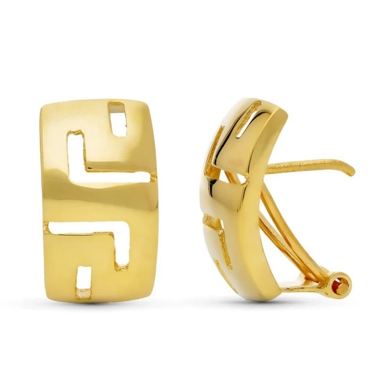 Pendientes Oro 18k mujer 16 mm. rectangulares detalle greca calada