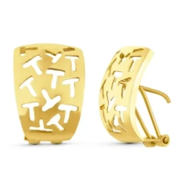 Pendientes Oro 18k mujer 19 mm. lisos formas caladas