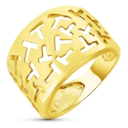 Sortija Oro 18k mujer cuerpo liso detalles calados formas