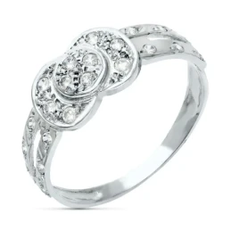 Sortija Oro Blanco 18k mujer circonitas combinadas liso