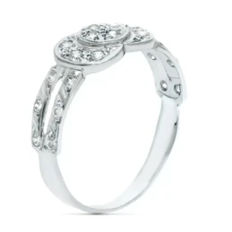 Sortija Oro Blanco 18k mujer circonitas combinadas liso