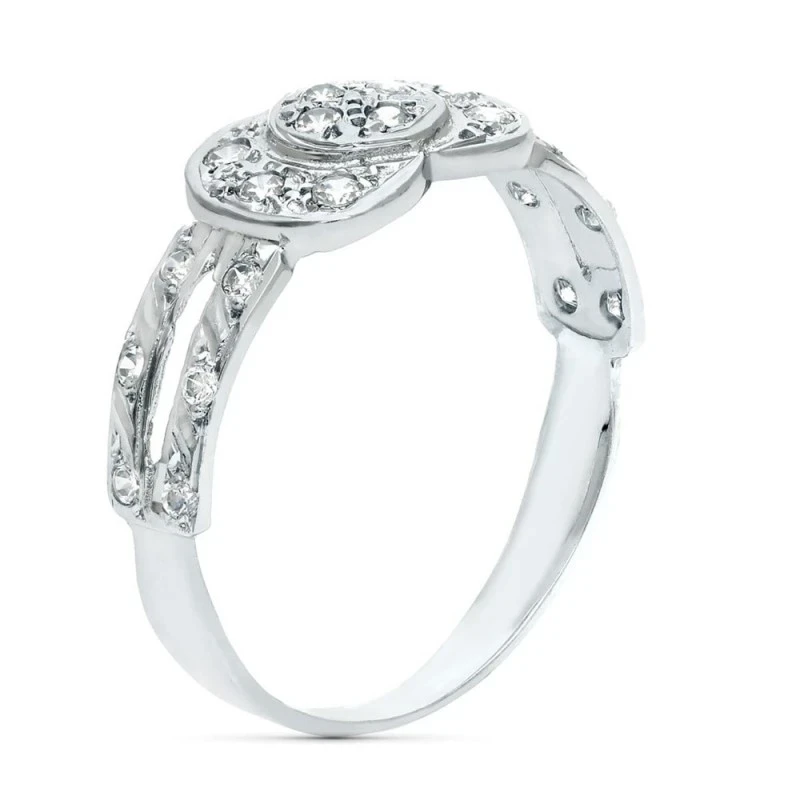 Sortija Oro Blanco 18k mujer circonitas combinadas liso