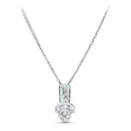 Gargantilla Oro Blanco 18k mujer 45 cm. colgante circonitas formas 16