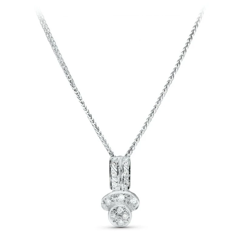 Gargantilla Oro Blanco 18k mujer 45 cm. colgante circonitas formas 16