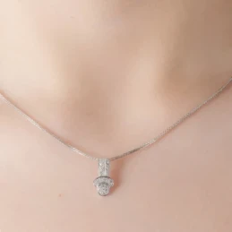 Gargantilla Oro Blanco 18k mujer 45 cm. colgante circonitas formas 16