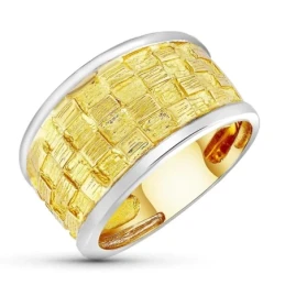 Sortija Oro Bicolor 18k mujer cuerpo detalle líneas