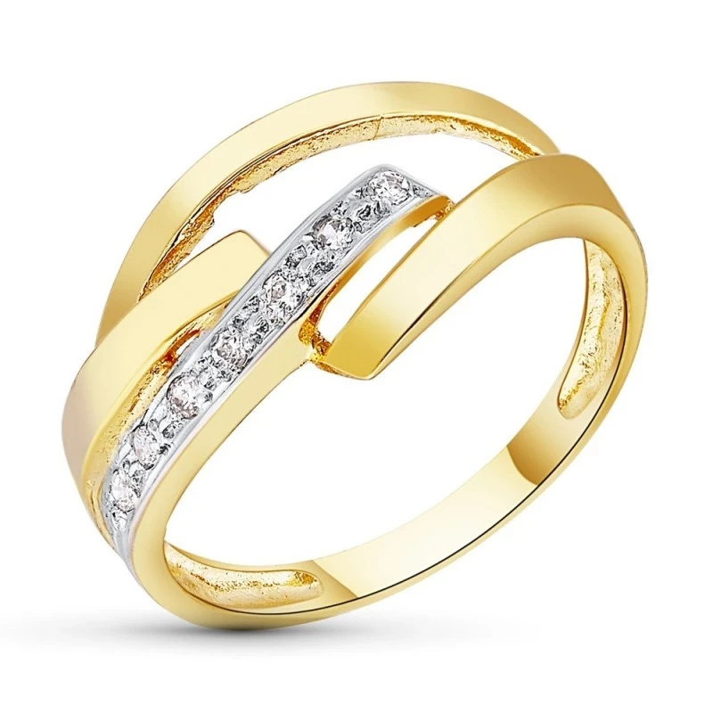 Sortija Oro Blanco 18k mujer cabeza dos hilos circonitas combinada li
