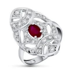 Sortija Oro Blanco 18k mujer cabeza ovalada calada circonitas combina