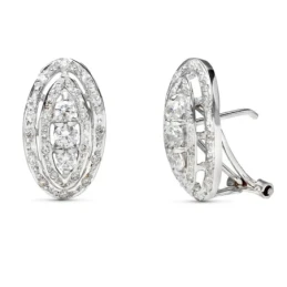 Pendientes Oro Blanco 18k mujer 18 mm. ovalados aros calados combinad