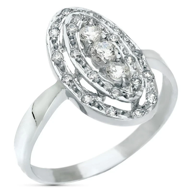 Sortija Oro Blanco 18k mujer cabeza ovalada aros calados combinados c
