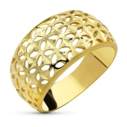 Sortija Oro 18k mujer cuerpo ancho 12 mm. detalles tallados calados