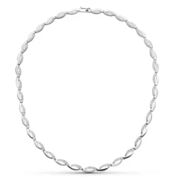 Gargantilla Oro Blanco 18k mujer bandas onduladas enlazadas lisas com