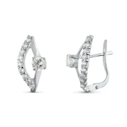 Pendientes Oro Blanco 18k mujer 15 mm. circonitas combinadas barra li