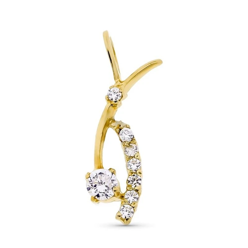 Colgante Oro 18k mujer 15 mm. formas combinadas circonitas