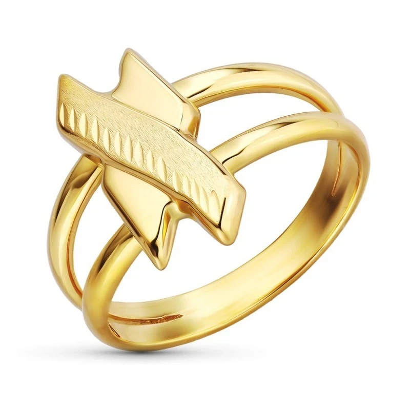 Sortija Oro 18k mujer dos hilos cabeza forma x mate brillo detalles t