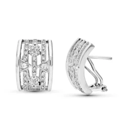 Pendientes Oro Blanco 18k mujer 16 mm. barras verticales circonitas