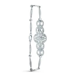 Pulsera Oro Blanco 18k mujer 18 cm. semirrígida detalle formas calada