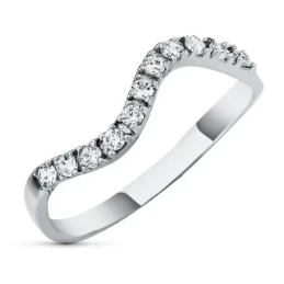 Sortija Oro Blanco 18k mujer cabeza forma ondulada circonitas