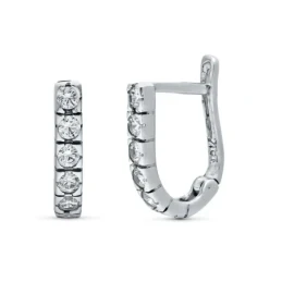 Pendientes Oro Blanco 18k mujer barra vertical circonitas centro