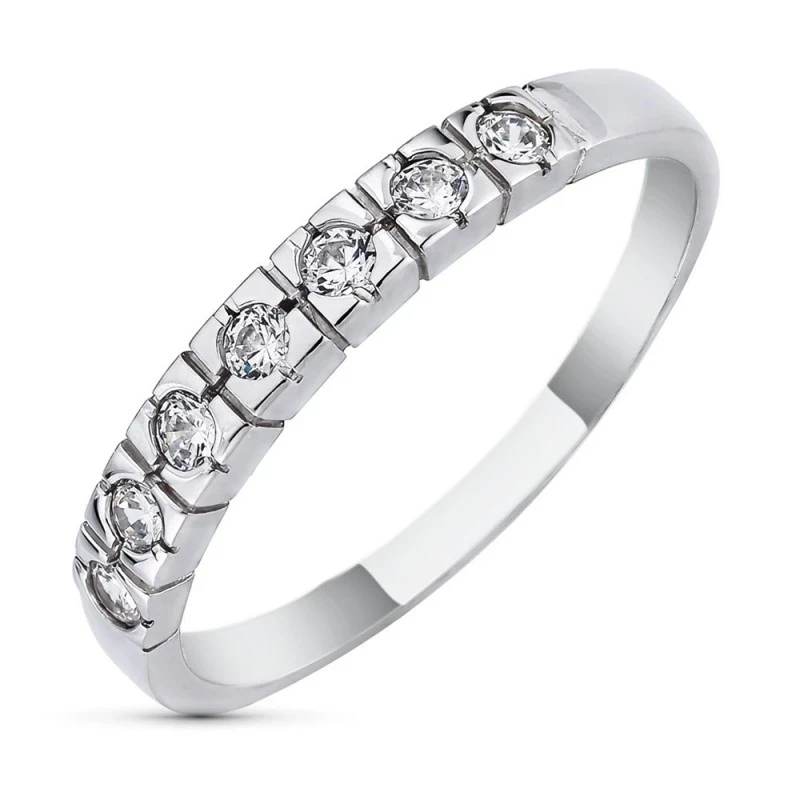 Sortija Oro Blanco18k mujer circonitas centro cabeza