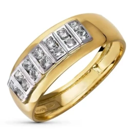Sortija Oro Bicolor 18k mujer centro cabeza circonitas