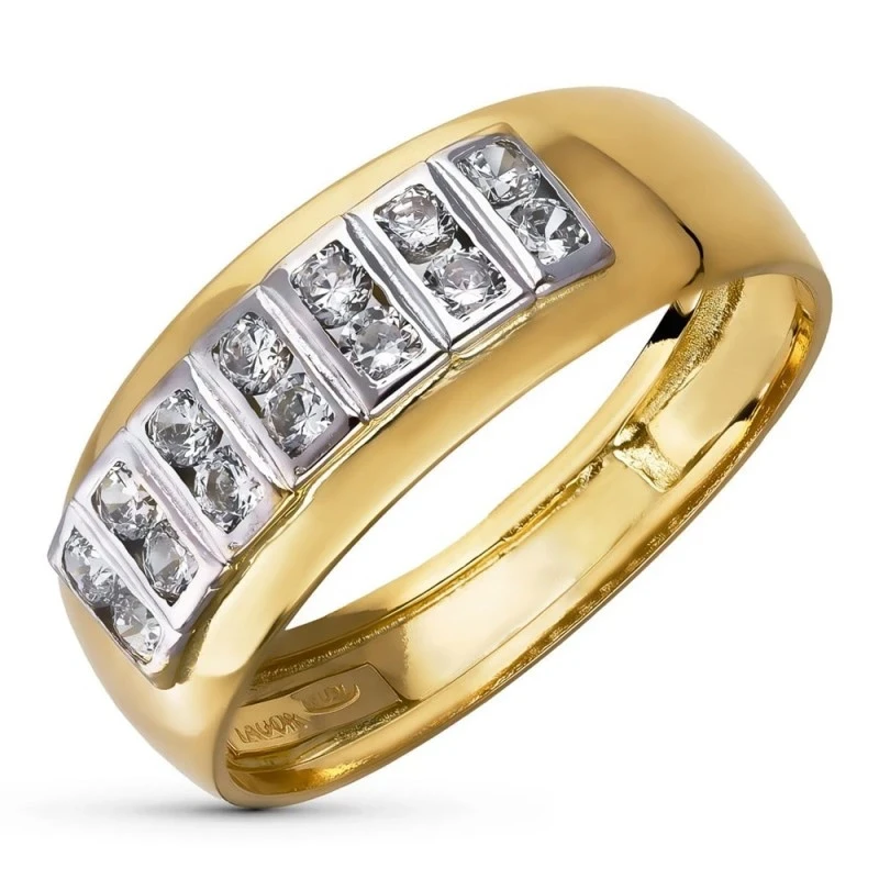 Sortija Oro Bicolor 18k mujer centro cabeza circonitas