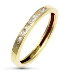 Sortija Oro 18k mujer circonitas carril centro cabeza ancho 3 mm.