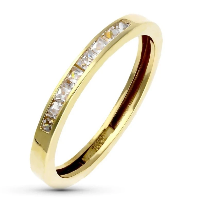 Sortija Oro 18k mujer circonitas carril centro cabeza ancho 3 mm.
