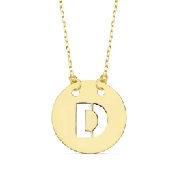 Gargantilla Oro 18k mujer 42 cm. cadena forzada colgante letra D cala