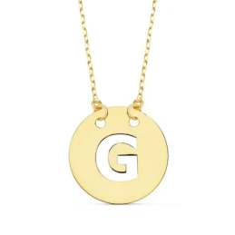 Gargantilla Oro 18k mujer 42 cm. cadena forzada colgante letra G cala